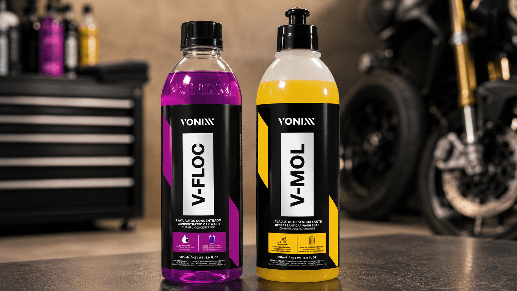 Kit Shampoo Automotivo Esfregação Neutro V-Floc V-Mol Vonixx