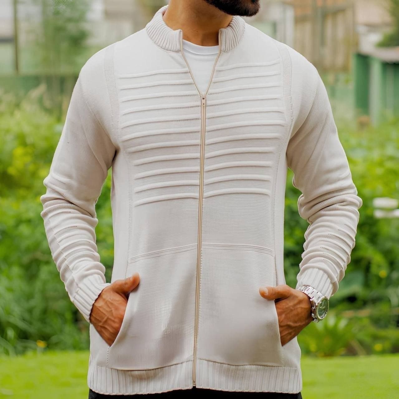 Casaco Sueter Masculino Lã Com Zíper Trico Blusa De Frio